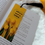 Semn de carte din panza imprimeu lalele galbene