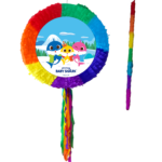 Pinata Baby Shark, Rotunda, Multicolora, Diametru 42 cm + Bat, Zapada