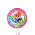 Pinata Fetitele Power Puff, Rotunda, Diametru 42 cm + Bat, Pinata Power Puff Girls, Pinata Roz