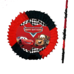 Pinata Fulger McQueen si Bucsa, Rotunda, Diametru 42 cm + Bat, Pinata Cars