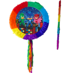 Pinata Eroi in Pijama, Rotunda, Diametru 42 cm + Bat, Sopi, Pisoi, Bufnita