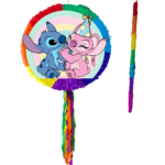 Pinata Stitch si Angela, Diametru 42 cm + Bat, Pinata Aniversare Multicolora