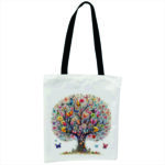 Geantă din pânză canvas cu fermoar – model Copacul Vieții